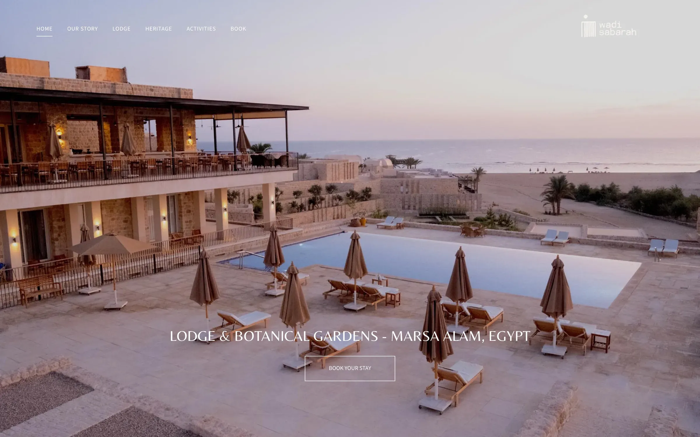 Wadi Sabarah Lodge homepage